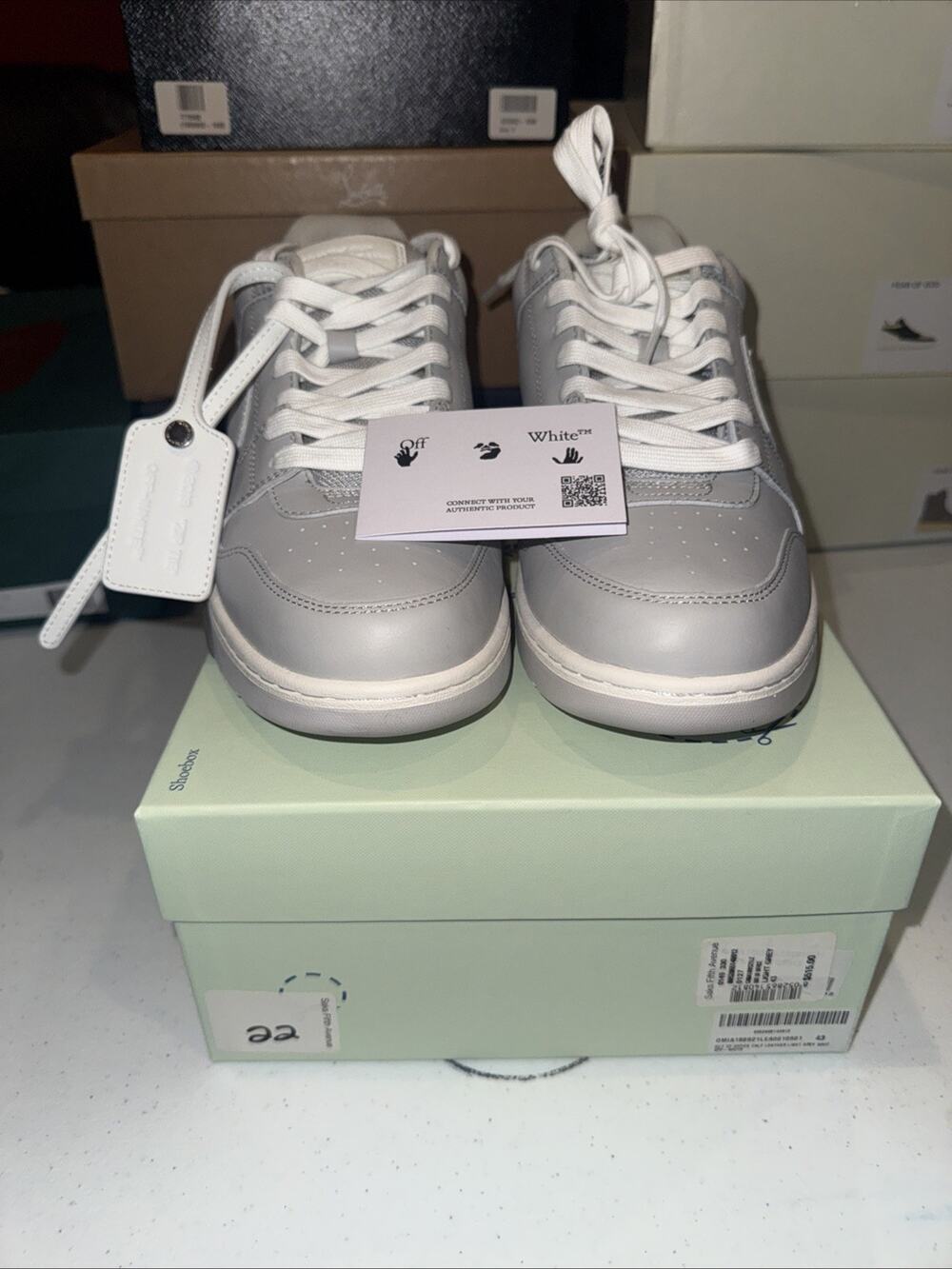 Off-White Out Of Office 'Grey White' low-top leather sneakers Brand New! Size 43